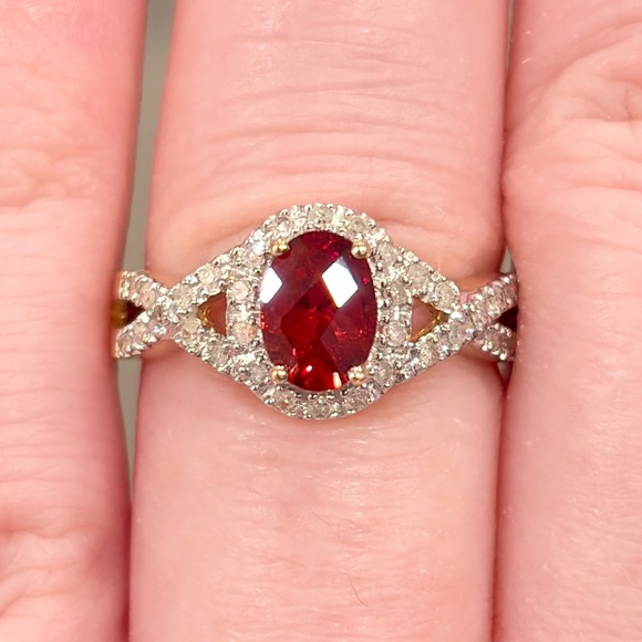 Clyde duneier Jewelry - 14K Madeira Citrine Diamond Ring Infinity Halo Vivid Red Orange, Oval Rose 6.25